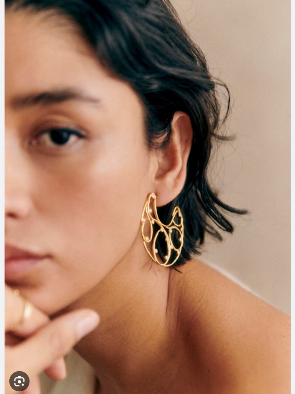 Sezane Gold Sculptural Hoop Earrings